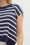 Navy Stripe Knit Top
