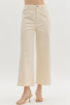 Ecru High Waist Wide Ankle Pants