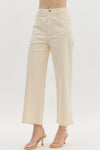 Ecru High Waist Wide Ankle Pants