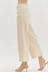 Ecru High Waist Wide Ankle Pants