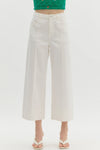 Off White Mid Rise Wide Ankle Pants