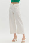 Off White Mid Rise Wide Ankle Pants