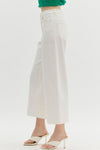 Off White Mid Rise Wide Ankle Pants