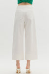 Off White Mid Rise Wide Ankle Pants