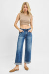 Risen High Rise Ankle Barrel Turn Up Cuffed Jean PG21003 Light