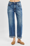 Risen High Rise Ankle Barrel Turn Up Cuffed Jean PG21003 Light
