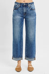 Risen High Rise Ankle Barrel Turn Up Cuffed Jean PG21003 Light