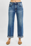 Risen High Rise Ankle Barrel Turn Up Cuffed Jean PG21003 Light