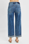 Risen High Rise Ankle Barrel Turn Up Cuffed Jean PG21003 Light