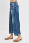 Risen High Rise Ankle Barrel Turn Up Cuffed Jean PG21003 Light