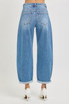 Risen High Rise Crop Mild Barrel Jeans PGA21024
