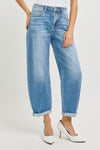 Risen High Rise Crop Mild Barrel Jeans PGA21024