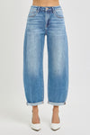 Risen High Rise Crop Mild Barrel Jeans PGA21024