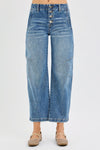 Risen Slouchy Crop Barrel Twisted Seams Button Fly Jeans PGC21402