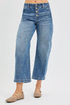 Risen Slouchy Crop Barrel Twisted Seams Button Fly Jeans PGC21402