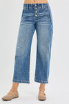 Risen Slouchy Crop Barrel Twisted Seams Button Fly Jeans PGC21402