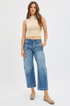 Risen Slouchy Crop Barrel Twisted Seams Button Fly Jeans PGC21402