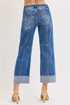 Risen Slouchy Crop Wide Seam Detailed Jeans PWC21406 Medium