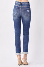 Risen Cher Button Fly Roll Up Skinny Jeans