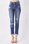 Risen Cher Button Fly Roll Up Skinny Jeans