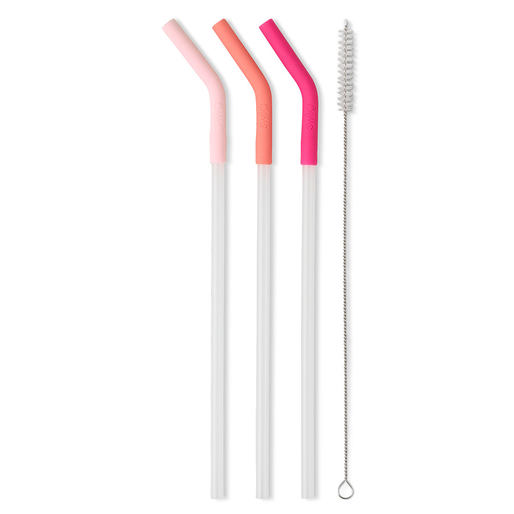 Swig Blush/Coral/Hot Pink Reusable Straw Set (Mega Mug)