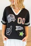 Game Day Black Jersey w/Iridescent Sequins