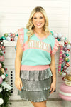 Glitter "MERRY" Sweater Vest