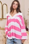Pink Oversized Stripe Top