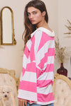 Pink Oversized Stripe Top