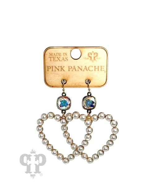 Pink Panache Valentine Heart Earrings - Pearl