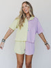 Lime Lilac Color Block Short Set