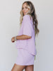 Lime Lilac Color Block Short Set