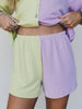Lime Lilac Color Block Short Set