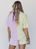 Lime Lilac Color Block Short Set