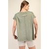 Olive Mineral Washed Short Sleeve Top