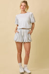 Bubble Hem Shorts With Lace Ruffle