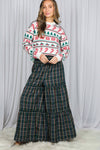 Maxi Tiered Wide Leg Palazzo Plaid Pants VP73052A