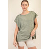 Olive Mineral Washed Short Sleeve Top