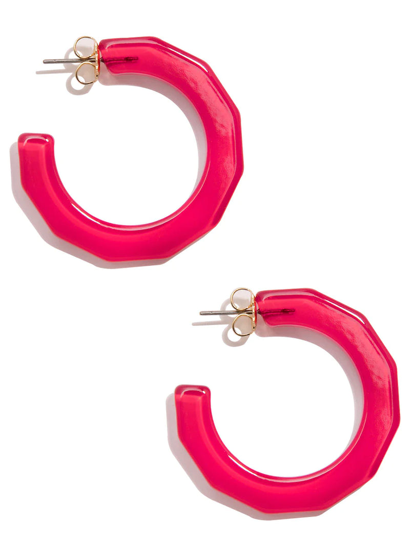Large Textured Hoop Earring - Hot Pink