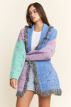 Paisley Print Contrast Cardigan