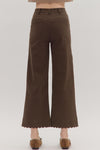 Brown Scallop Trim Pants