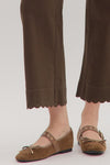 Brown Scallop Trim Pants