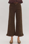 Brown Animal Print Ruffle Hem Pants