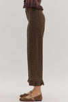 Brown Animal Print Ruffle Hem Pants