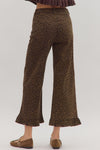 Brown Animal Print Ruffle Hem Pants
