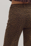 Brown Animal Print Ruffle Hem Pants
