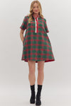 Green Christmas Plaid Mini Dress