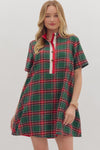 Green Christmas Plaid Mini Dress