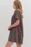 Green Christmas Plaid Mini Dress