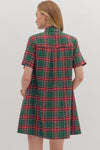 Green Christmas Plaid Mini Dress